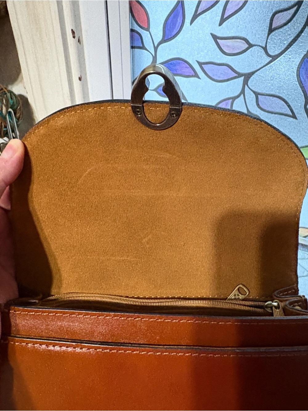 Patricia Nash Bella Leather Crossbody Bag - Brown and Natural - Picture 6 of 8